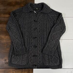 Eddie Bauer Cable Knit Toggle Cardigan Sweater Women's Small Pockets Wool Blend